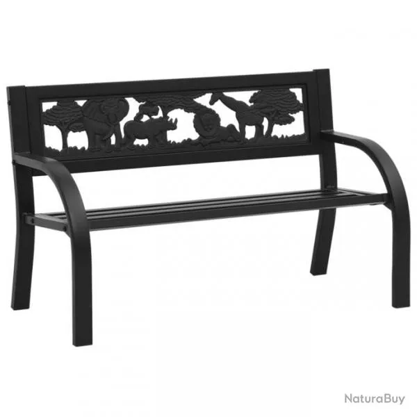 Banc de jardin meuble de patio d'extérieur terrasse pour enfants 86 cm acier 02_0011764