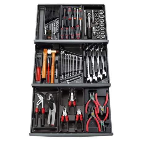 COMPOSITION DE 101 OUTILS AVEC SYSTEME DE RANGEMENT DE 9 MODULES POUR 3 TIROIRS CM.101APF 