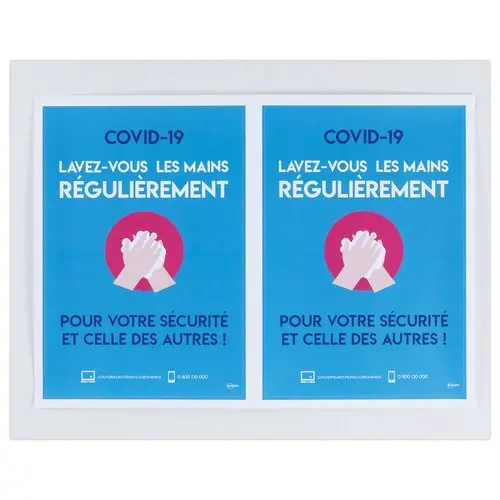 Etui de 2 Affiches adhésives amovibles A4 LAVEZ-VOUS LES MAINS RÉGULIÈREMENT