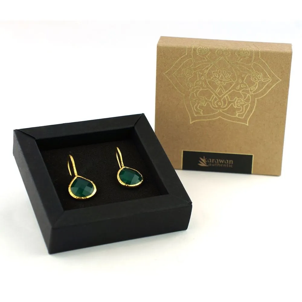 Gold plated earrings\" drop\” labradorite