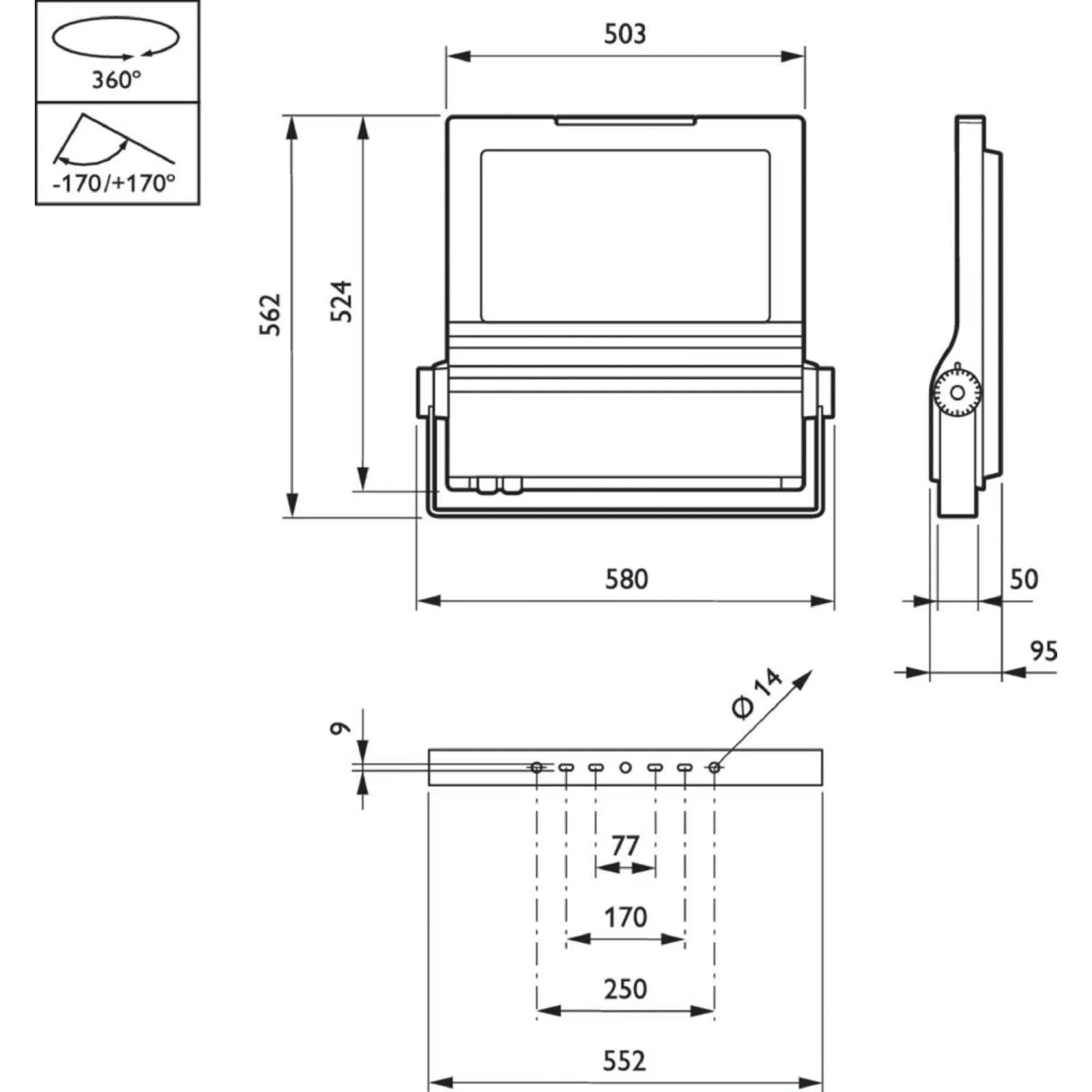 Philips Projecteur LED ClearFlood BVP650 Aluminium 235W 32680lm 83x130D - 740 Blanc Froid | IP66 - Symétrique